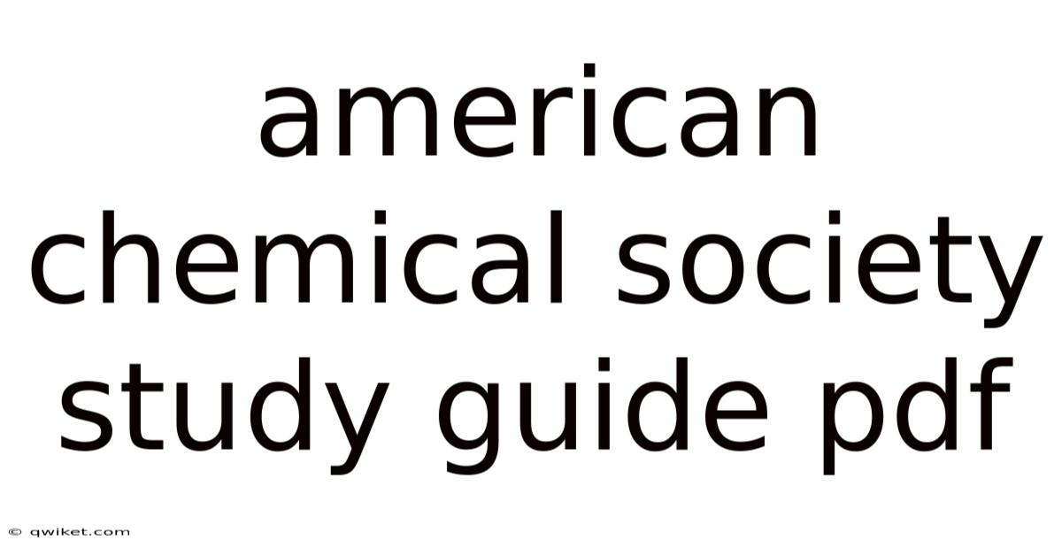 American Chemical Society Study Guide Pdf