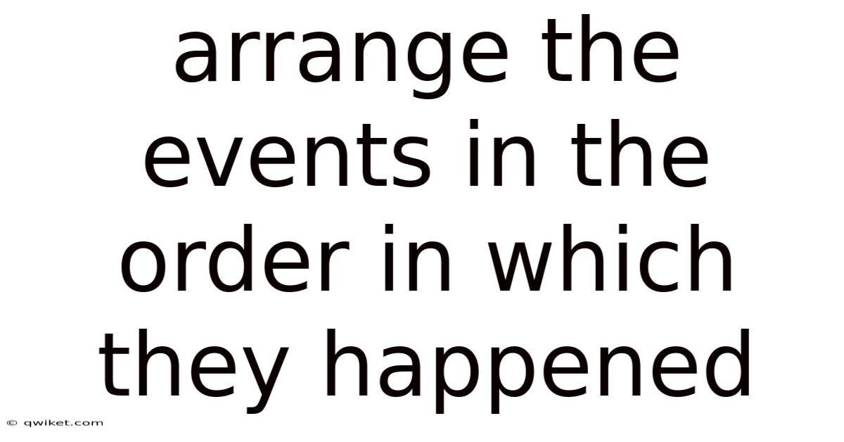 Arrange The Events In The Order In Which They Happened