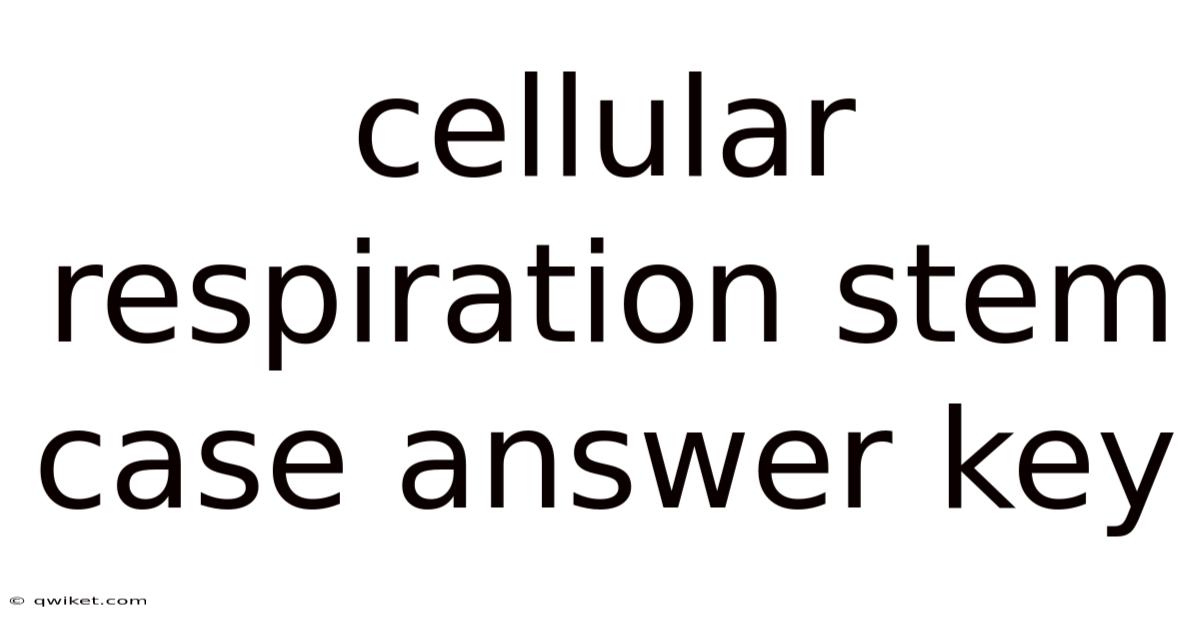 Cellular Respiration Stem Case Answer Key