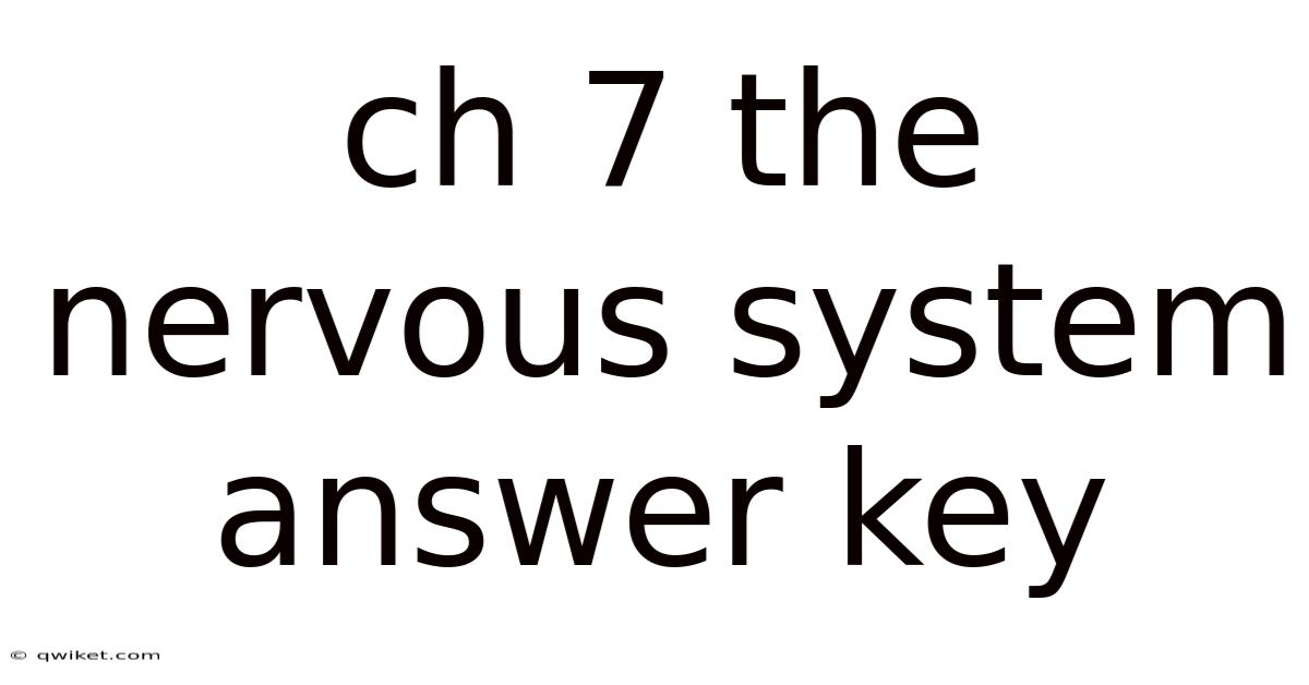 Ch 7 The Nervous System Answer Key