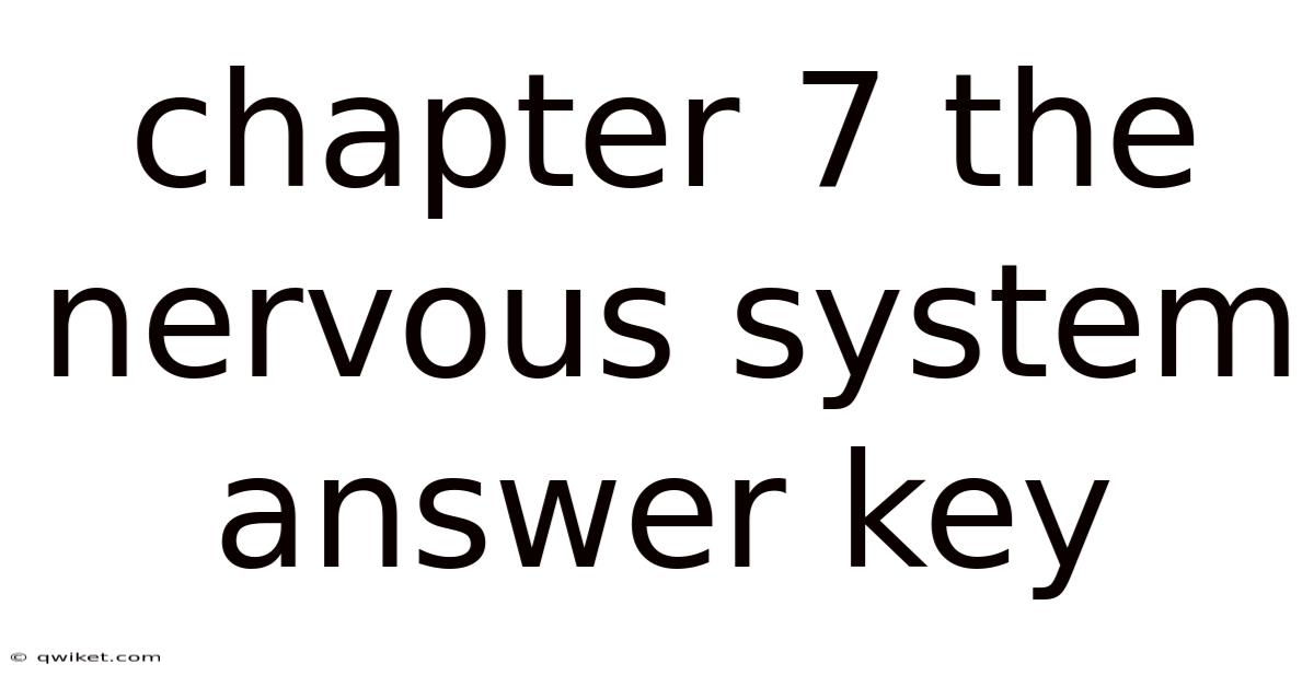 Chapter 7 The Nervous System Answer Key