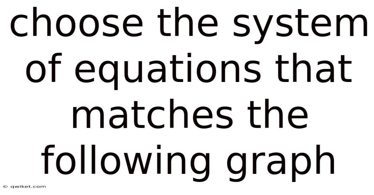 Choose The System Of Equations That Matches The Following Graph