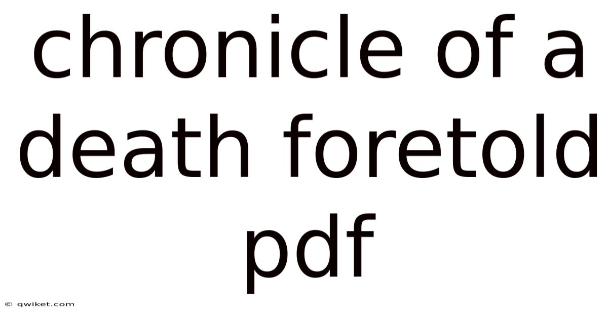 Chronicle Of A Death Foretold Pdf