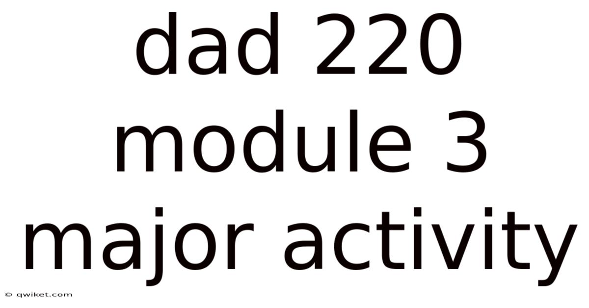 Dad 220 Module 3 Major Activity