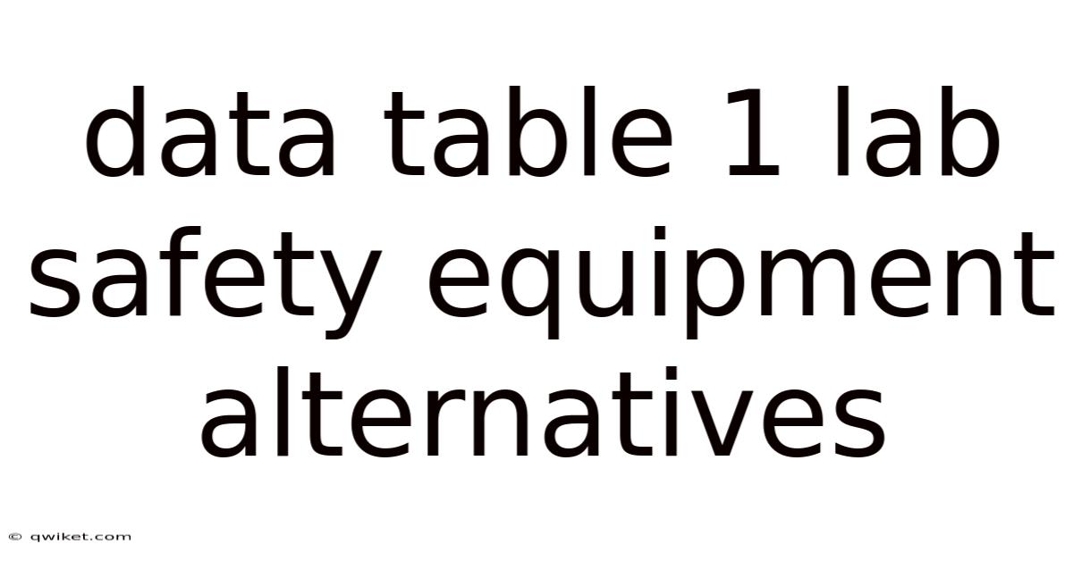 Data Table 1 Lab Safety Equipment Alternatives