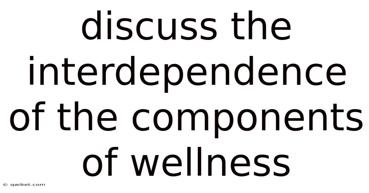Discuss The Interdependence Of The Components Of Wellness