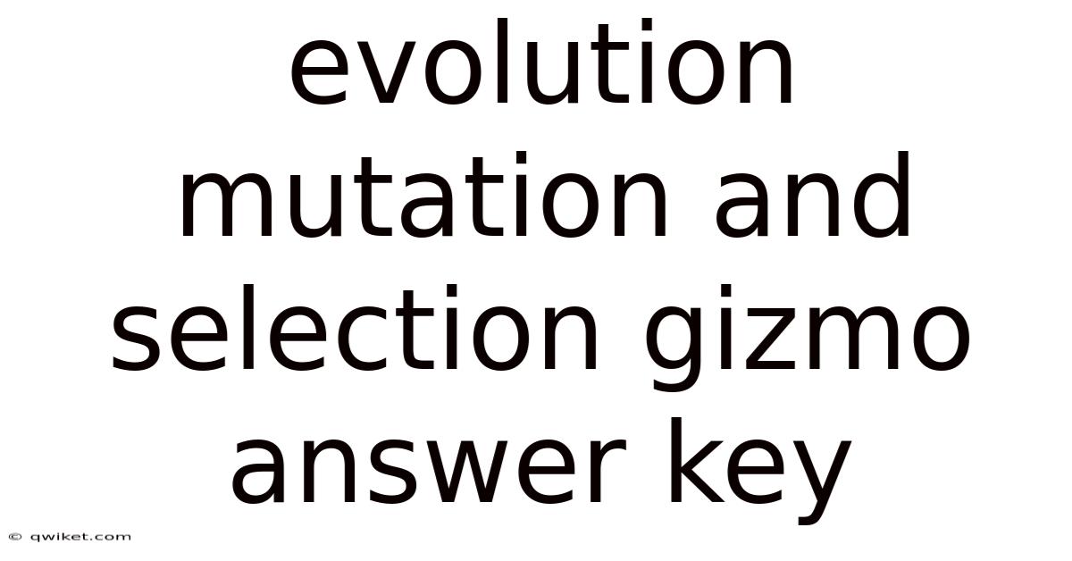 Evolution Mutation And Selection Gizmo Answer Key