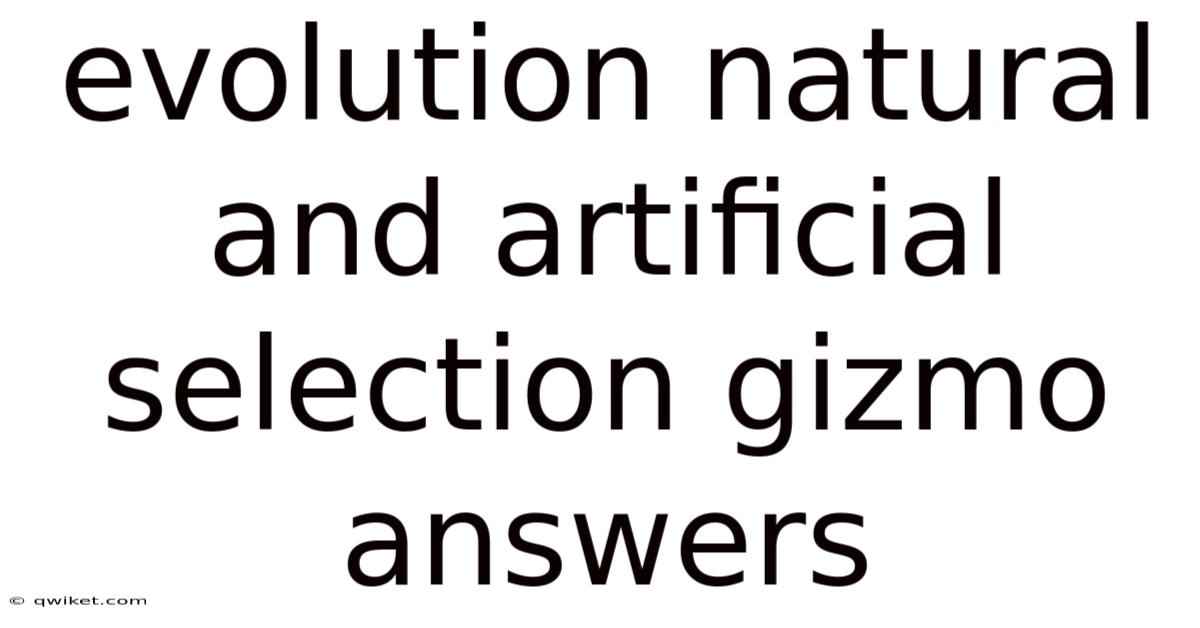Evolution Natural And Artificial Selection Gizmo Answers