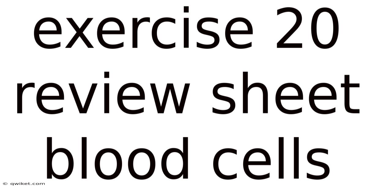 Exercise 20 Review Sheet Blood Cells