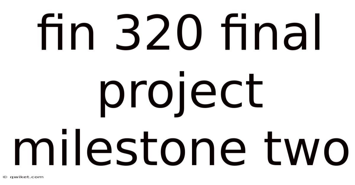 Fin 320 Final Project Milestone Two