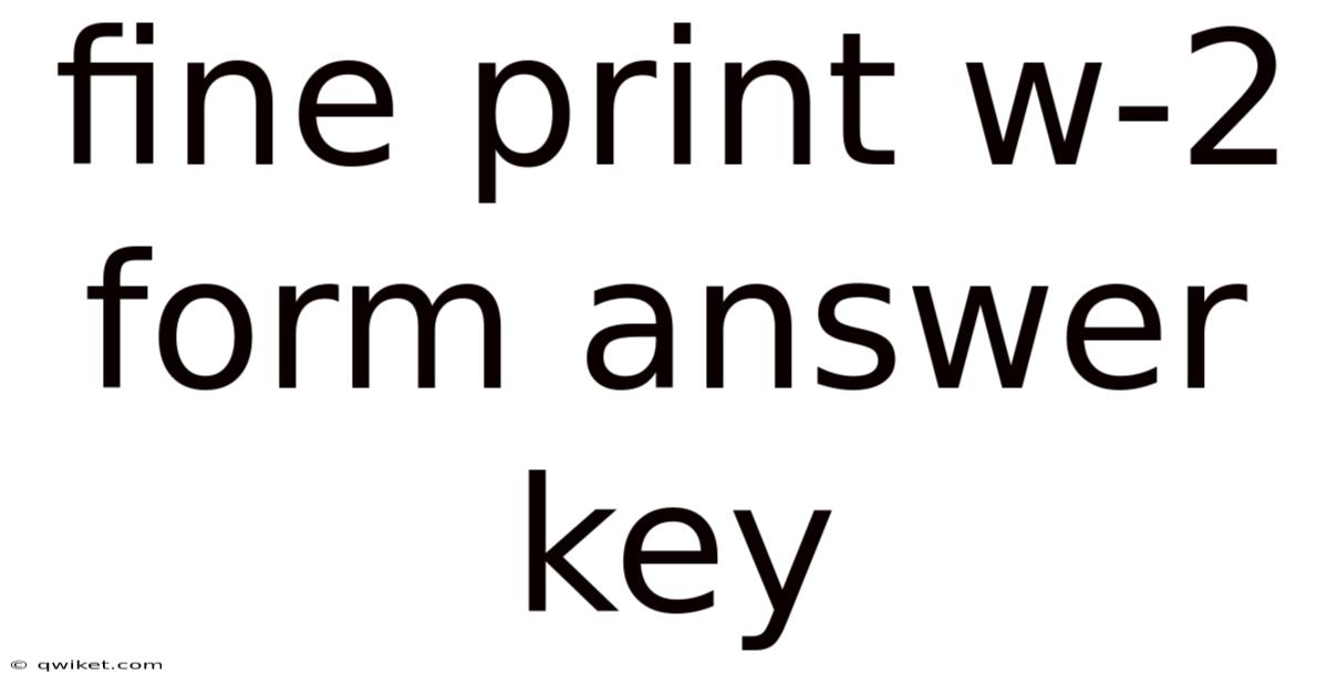Fine Print W-2 Form Answer Key