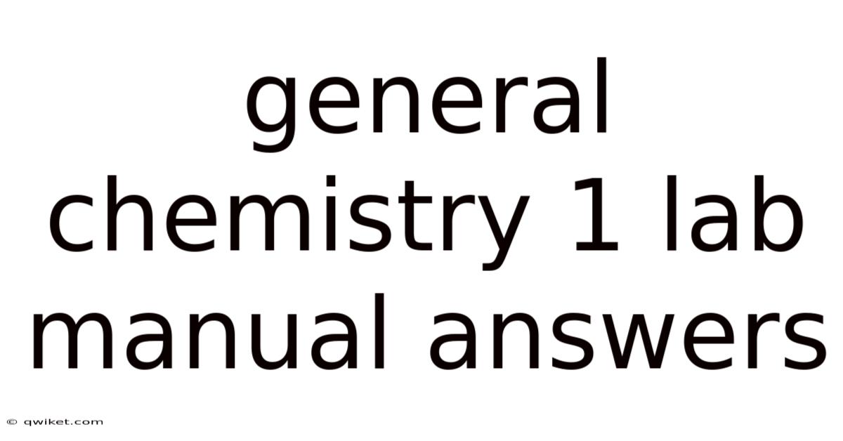 General Chemistry 1 Lab Manual Answers