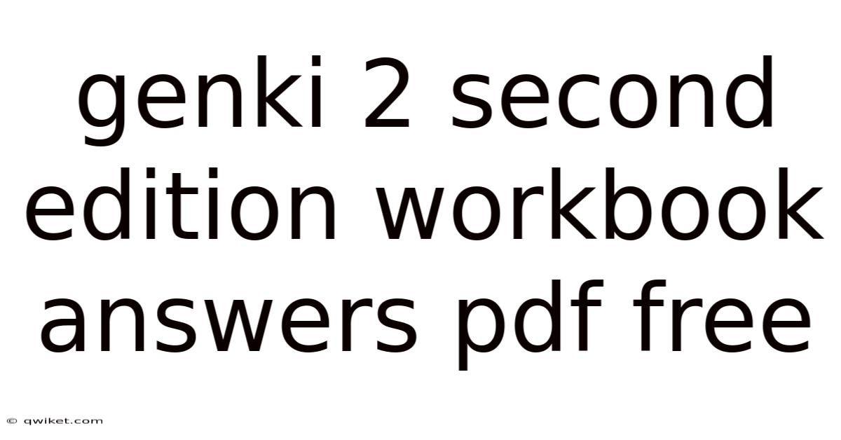Genki 2 Second Edition Workbook Answers Pdf Free