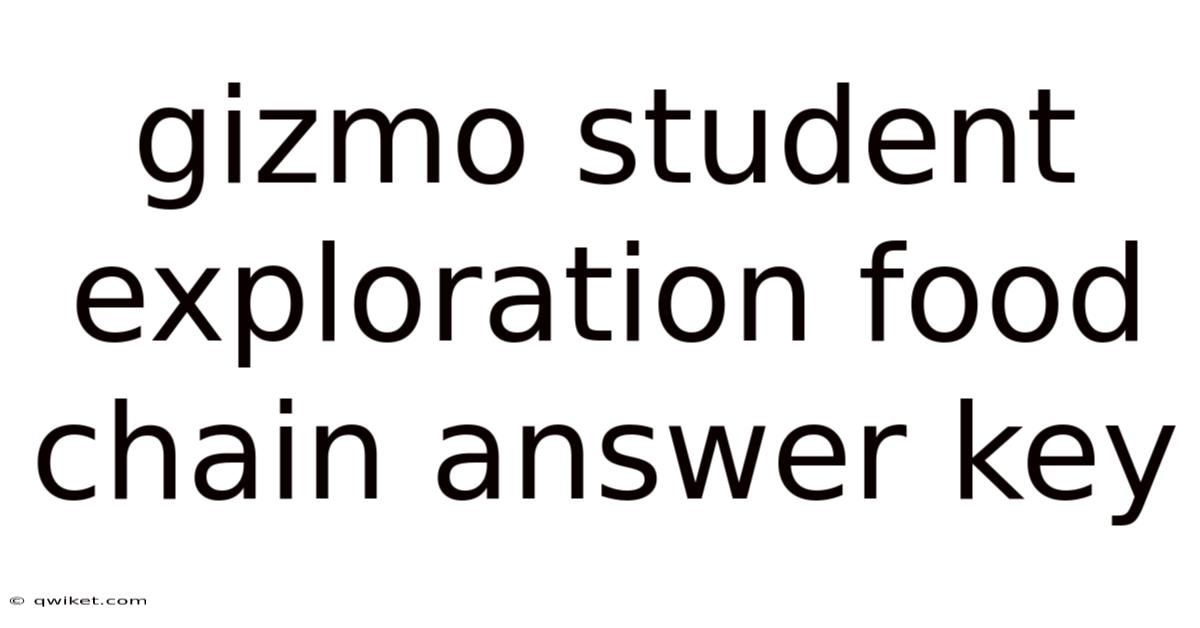 Gizmo Student Exploration Food Chain Answer Key