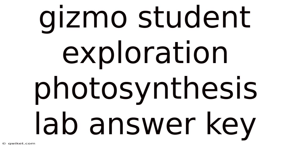 Gizmo Student Exploration Photosynthesis Lab Answer Key
