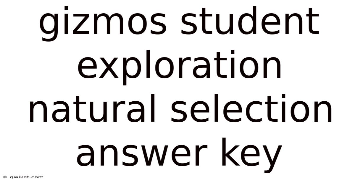 Gizmos Student Exploration Natural Selection Answer Key