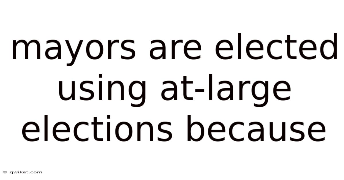 Mayors Are Elected Using At-large Elections Because