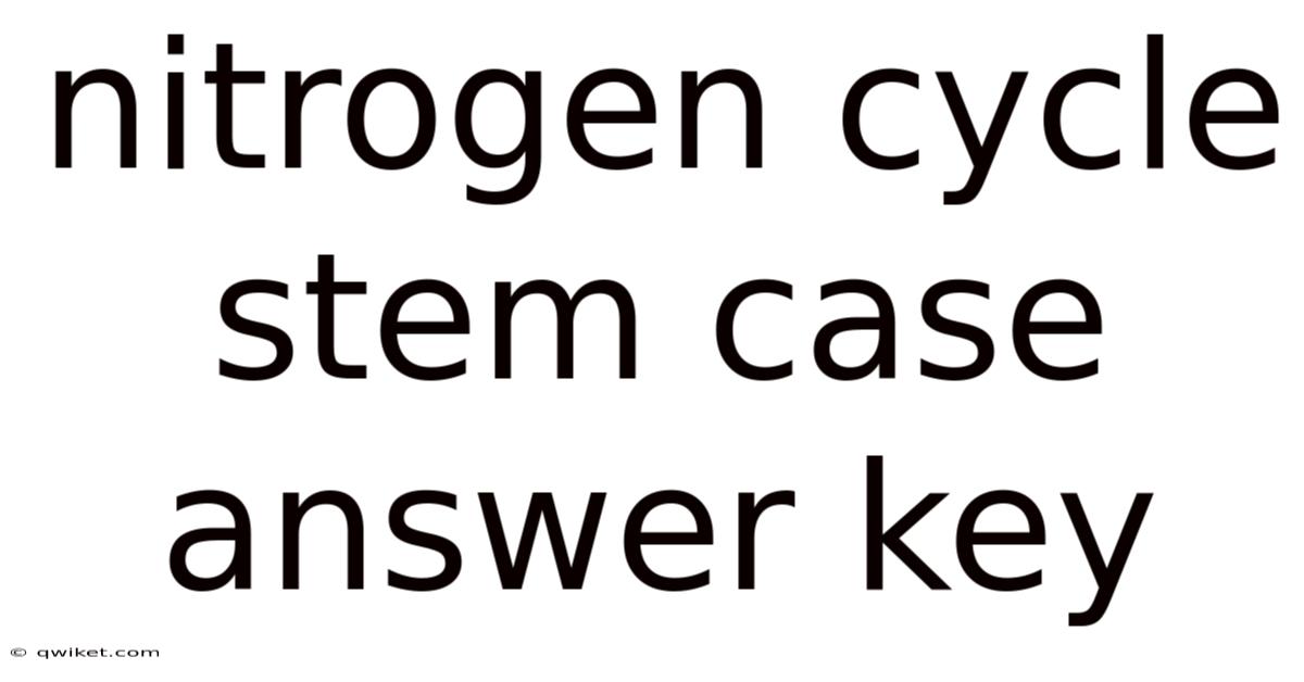 Nitrogen Cycle Stem Case Answer Key