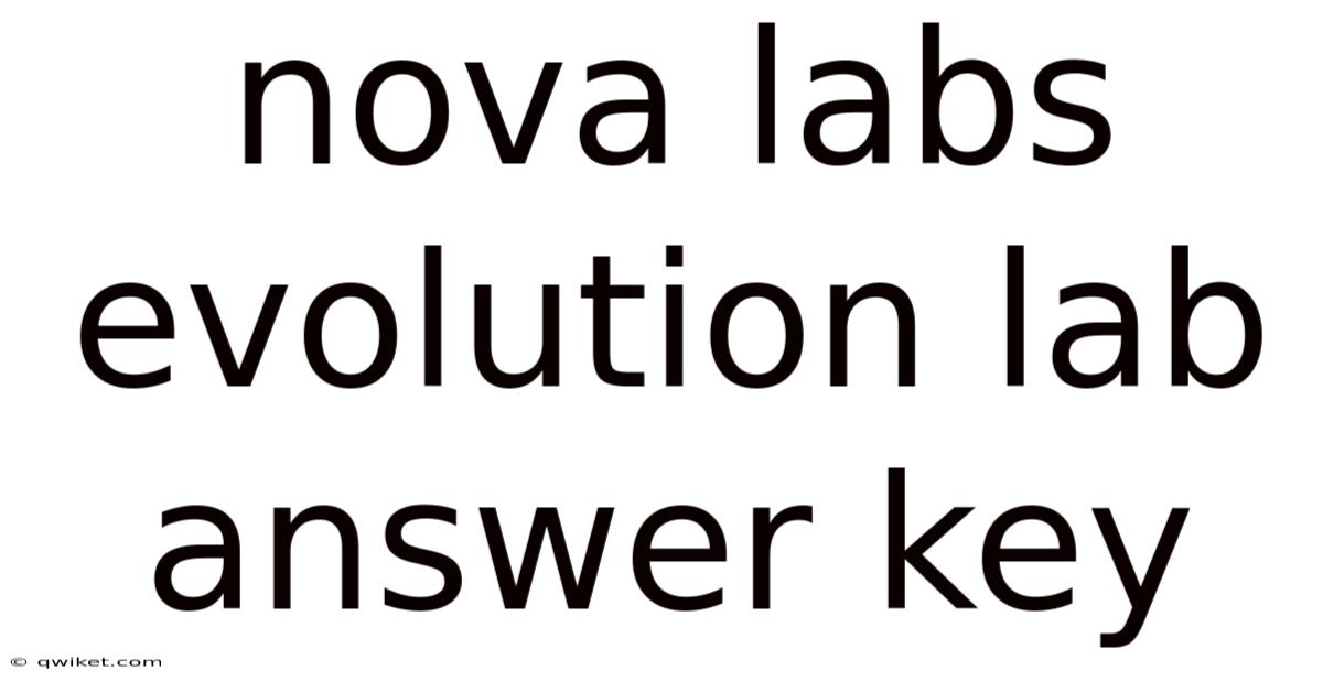 Nova Labs Evolution Lab Answer Key