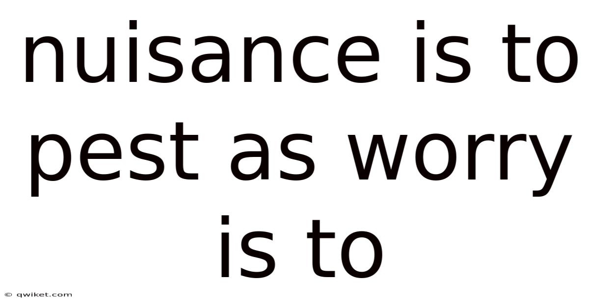 Nuisance Is To Pest As Worry Is To