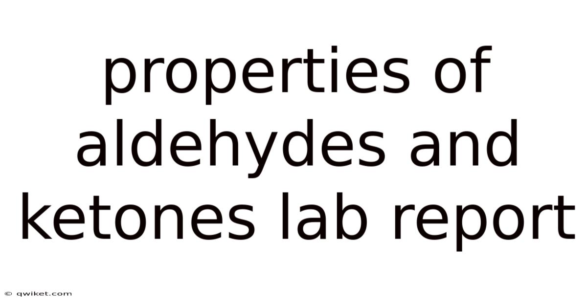 Properties Of Aldehydes And Ketones Lab Report