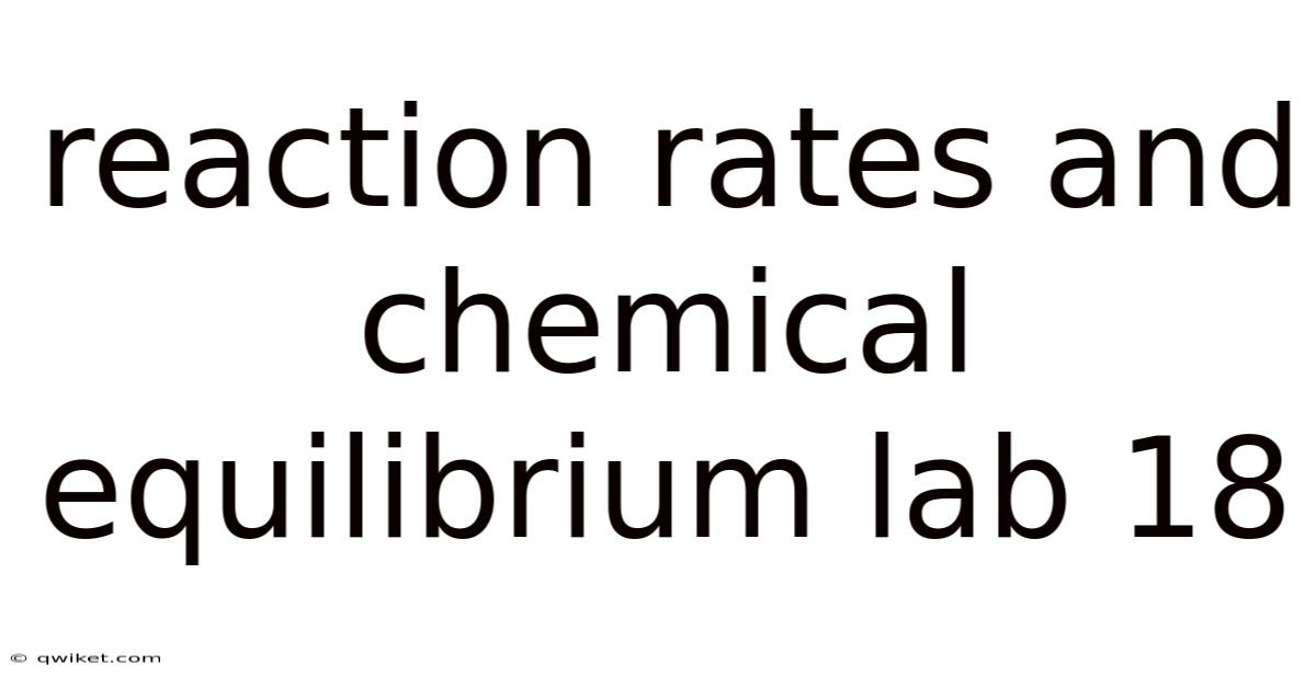Reaction Rates And Chemical Equilibrium Lab 18