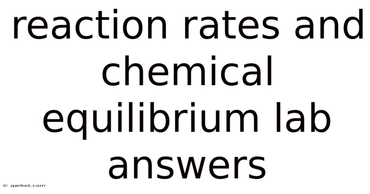 Reaction Rates And Chemical Equilibrium Lab Answers