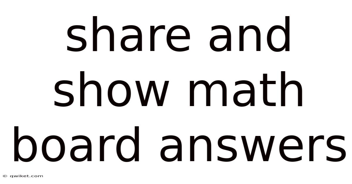 Share And Show Math Board Answers