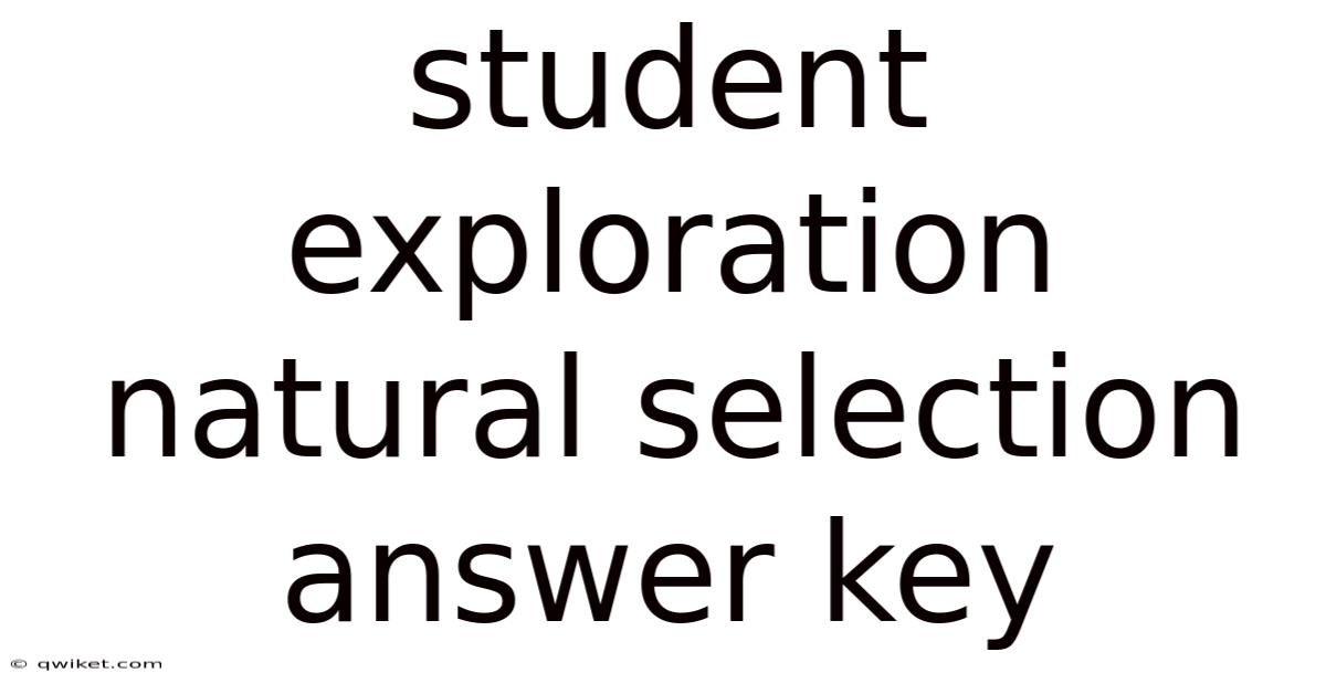 Student Exploration Natural Selection Answer Key