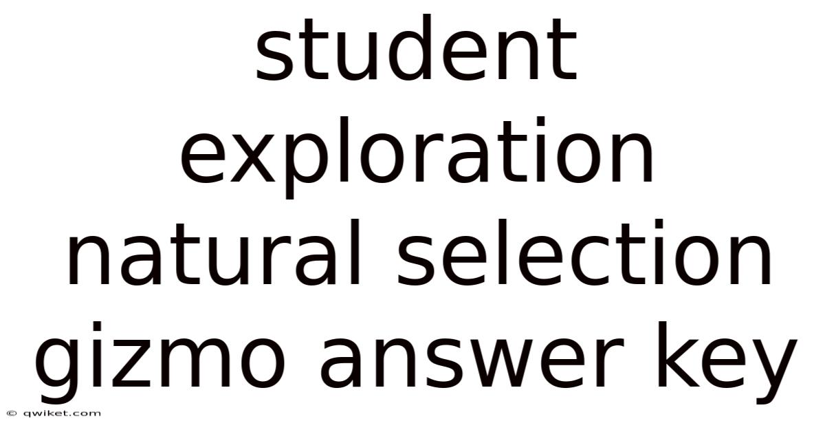 Student Exploration Natural Selection Gizmo Answer Key