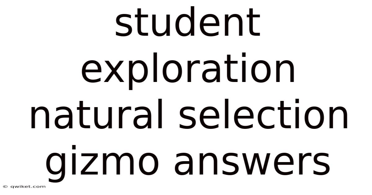 Student Exploration Natural Selection Gizmo Answers