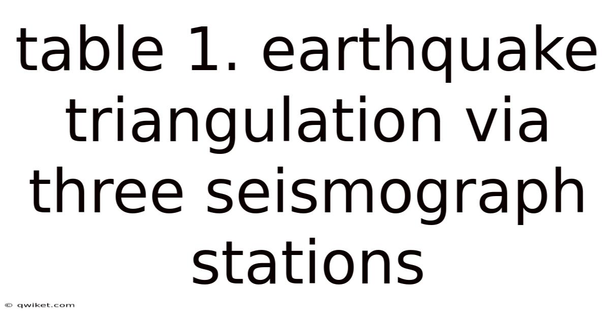 Table 1. Earthquake Triangulation Via Three Seismograph Stations
