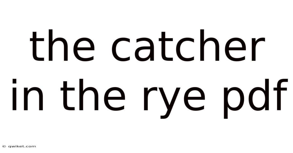 The Catcher In The Rye Pdf