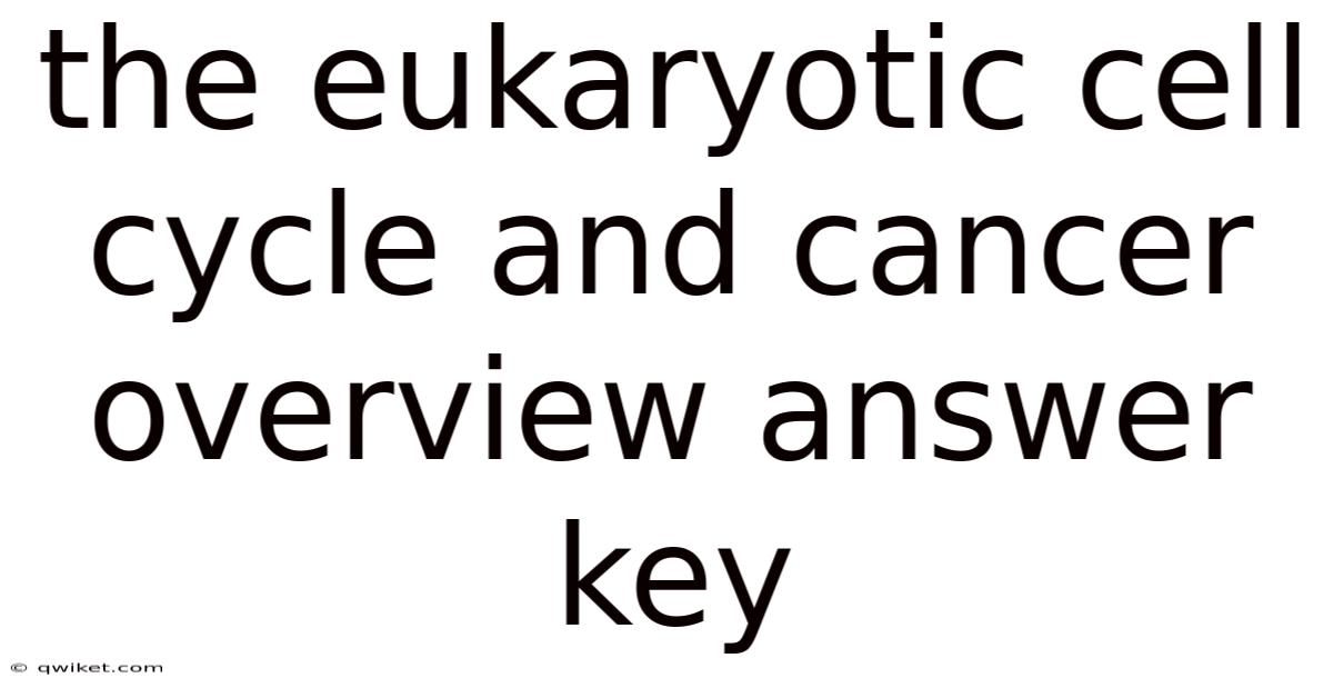 The Eukaryotic Cell Cycle And Cancer Overview Answer Key