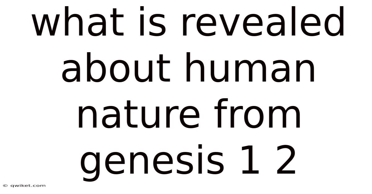 What Is Revealed About Human Nature From Genesis 1 2