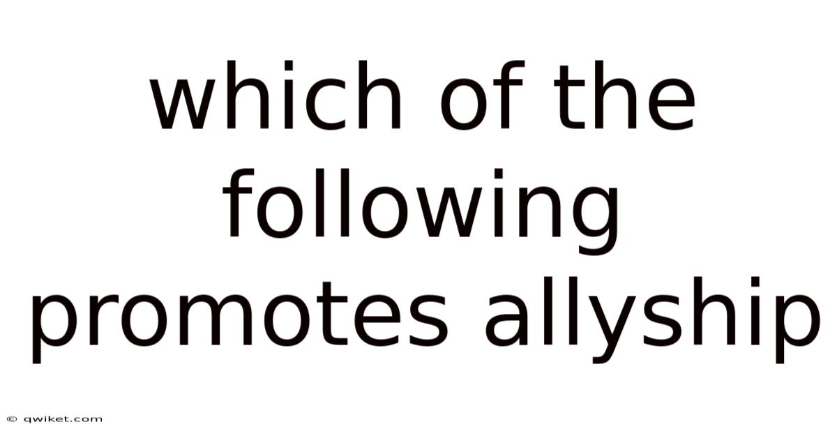 Which Of The Following Promotes Allyship